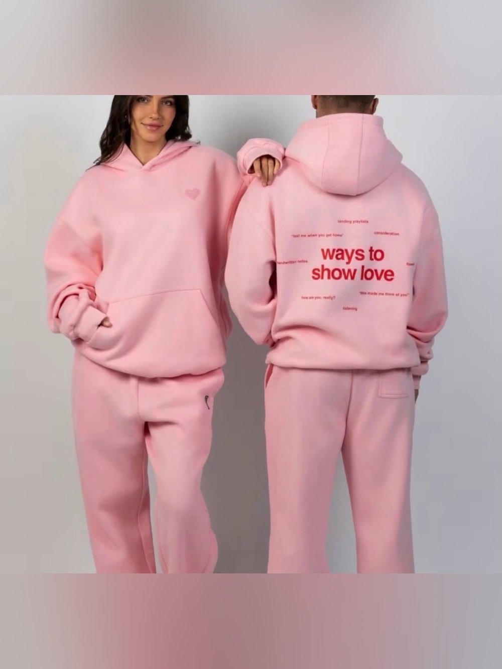 LIMITED EDITION Pink 'Ways to Show Love' Graphic Hoodie, LARGE